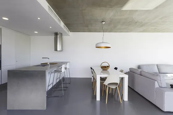 Modern kitchen and living area